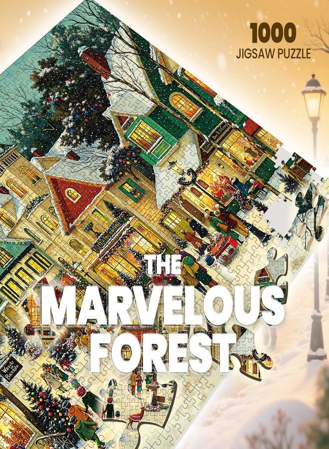 lamplig Christmas Puzzles for Adults 1000 Pieces, Winter Holiday Snow Town, 1000 Piece Puzzle for Adults Seniors, Christmas Vacation Jigsaw Puzzles with Letters on Back, Fun Gifts Decor, 1:1 Poster - Image 2